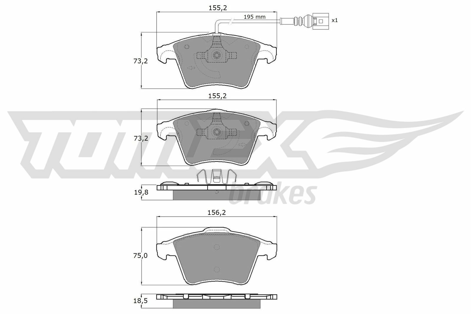 Sada brzdových destiček, kotoučová brzda TOMEX Brakes